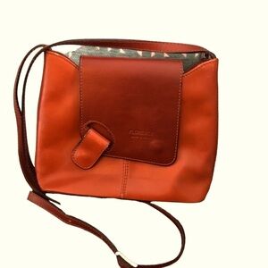 Florence Authentic Italian Leather Crossbody Handbag Flap Snap Closure 11X8